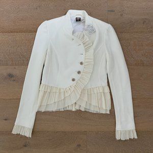 NWT Free People Ruffle Military Jacket Ivory